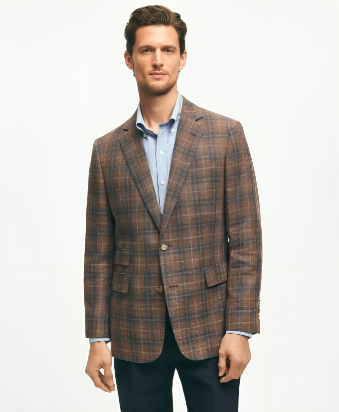 Hopsack Plaid Notch Lapel Regular Fit Sport Coat MRP