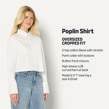 Amazon Essentials (Demi's Pick Women's Oversized-Fit Cotton Stretch Poplin Button-Down Dress Shirt