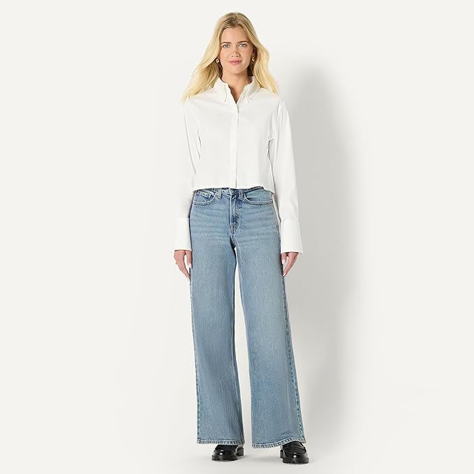 Amazon Essentials (Demi's Pick Women's Oversized-Fit Cotton Stretch Poplin Button-Down Dress Shirt