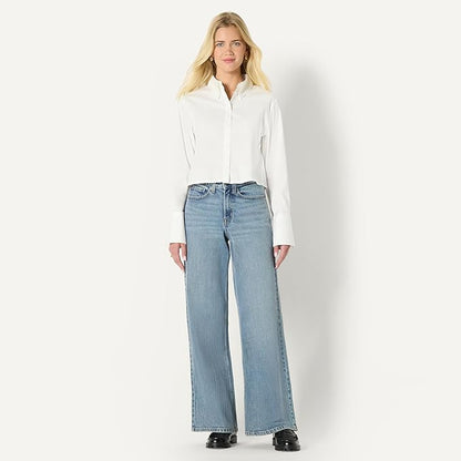 Amazon Essentials (Demi's Pick Women's Oversized-Fit Cotton Stretch Poplin Button-Down Dress Shirt