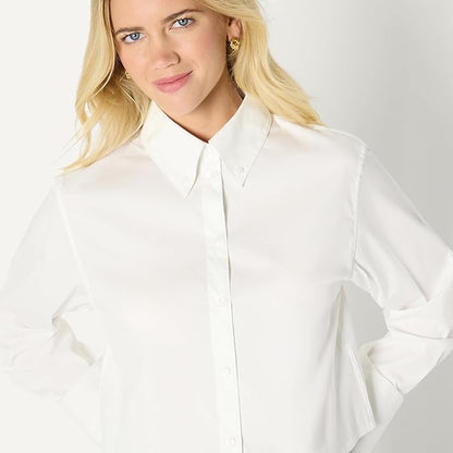 Amazon Essentials (Demi's Pick Women's Oversized-Fit Cotton Stretch Poplin Button-Down Dress Shirt