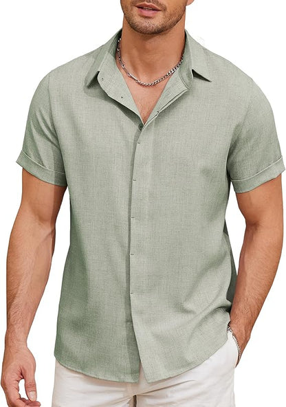 Men Casual Button Down Short Sleeve