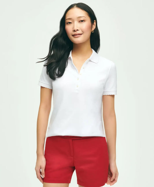 Novelty Solid Scalloped Collar Regular Fit Cotton Polo MRP