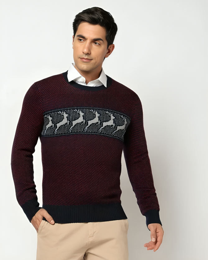 Wool Striped Crew Neck Sweater MRP
