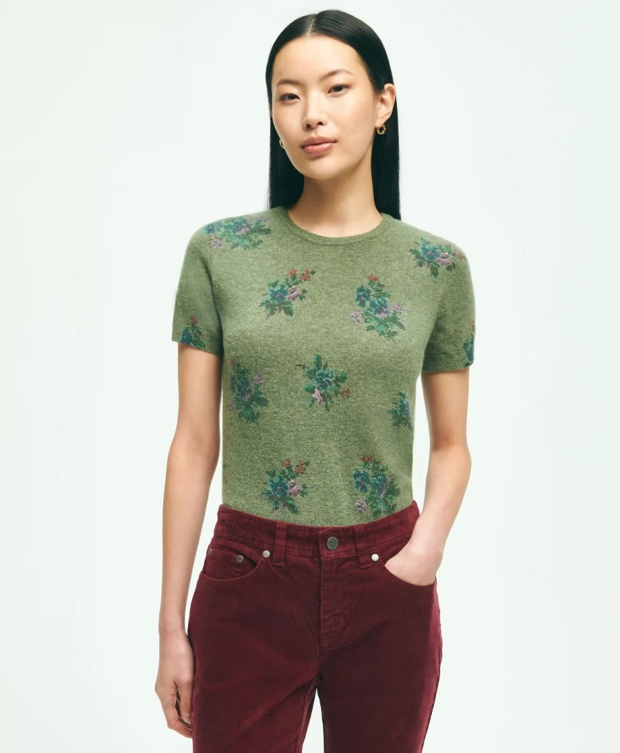 Floral Round Neck Regular Fit Lambswool Shell Sweater MRP