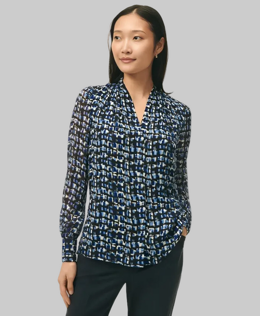 Printed V Neck Regular Fit Chiffon Blouse MRP