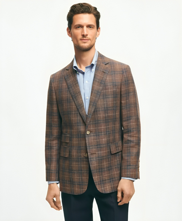 Hopsack Plaid Notch Lapel Regular Fit Sport Coat MRP